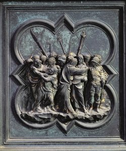 The Capture of Christ, fjortende panel af North Doors of the Baptistery of San Giovanni, 1403-24 (bronze)